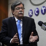 Fotografía tomada en mayo de 2012 en la que se registró al entonces presidente de Radio Caracas Televisión (RCTV), Marcel Granier, durante una rueda de prensa en la sede del canal en Caracas (Venezuela), con motivo del quinto aniversario del cierre de sus transmisiones en abierto. EFE/Archivo