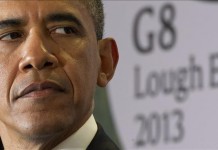 El presidente de Estados Unidos, Barack Obama, comparece durante una rueda de prensa ofrecida en Lough Erne, cerca de la localidad norirlandesa de Enniskillen (Reino Unido). EFE